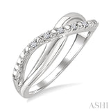1/20 Ctw Split Criss-Cross Round Cut Diamond Fashion Ring in Sterling Silver