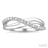 1/20 Ctw Split Criss-Cross Round Cut Diamond Fashion Ring in Sterling Silver