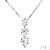 1/4 Ctw Round Cut Diamond Three-Stone Snowman Pendant With Chain in 14K White Gold