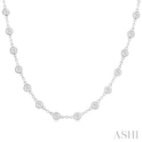 4.00 Ctw Bezel Set Round Cut Diamond Station Necklace in 14K White Gold