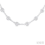 4.00 Ctw Bezel Set Round Cut Diamond Station Necklace in 14K White Gold