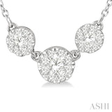 1/3 Ctw 3-Stone Lovebright Round Cut Diamond Necklace in 14K White Gold