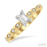 3/8 Ctw Round & Emerald Cut Diamond Engagement Ring With 1/3 Ctw Emerald Cut Center Stone in 14K Yellow and White Gold
