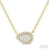 1/6 ctw Pear Shape Round Cut Diamond Lovebright Pendant With Chain in 14K Yellow & White Gold