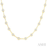 4.00 Ctw Bezel Set Round Cut Diamond Station Necklace in 14K Yellow Gold