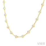 4.00 Ctw Bezel Set Round Cut Diamond Station Necklace in 14K Yellow Gold