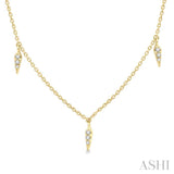 1/10 Ctw Spearhead Mount Round Cut Diamond Station Necklace in 14K Yellow Gold
