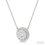 3/4 ctw Circular Round Cut Diamond Lovebright Pendant With Chain in 14K White Gold