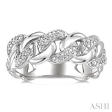 1/20 Ctw Round Cut Diamond Curb & Cuban Ring in Sterling Silver