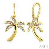 1/4 ctw Palm Tree Round Cut Diamond Earrings in 10K Yellow Gold