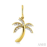 1/4 ctw Palm Tree Round Cut Diamond Earrings in 10K Yellow Gold