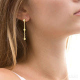 1/6 Ctw Circular Shape 3-Station Round Cut Diamond Drop Earrings in 10K Yellow Gold