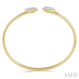 5/8 Ctw Pear Shape Lovebright Open Cuff Diamond Bangle in 14K Yellow and White Gold