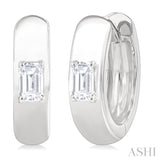 1/6 Ctw Octagon Shape Diamond Petite Huggie Earrings in 10K White Gold