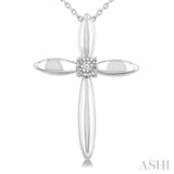 1/50 Ctw Round Cut Diamond Fashion Cross Pendant With Chain in Sterling Silver