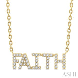 1/6 Ctw 'FAITH' Block Round Cut Diamond Necklace in 10K Yellow Gold