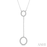 1/6 ctw Twin Circle Round Cut Diamond 'Y' Necklace in 10K White Gold