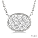 1/3 ctw Oval Shape Lovebright Diamond Pendant With Chain in 14K White Gold