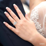 3/4 Ctw Diamond Wedding Set with 5/8 Ctw Lovebright Round Cut Engagement Ring and 1/10 Ctw Wedding Band in 14K White Gold