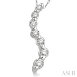 1/4 Ctw Swirl Journey Diamond Pendant in 14K White Gold with Chain