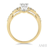 1/2 Ctw Criss Cross Shank Fusion Baguette and Round Cut Diamond Engagement Ring in 14K Yellow and White Gold