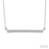 1/6 Ctw Horizontal Bar Round Cut Diamond Necklace With Link Chain in 10K White Gold
