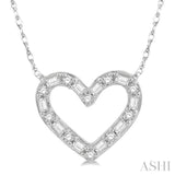 1/4 Ctw Heart Charm Baguette and Round Cut Diamond Pendant in 14K White Gold