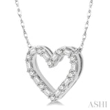 1/4 Ctw Heart Charm Baguette and Round Cut Diamond Pendant in 14K White Gold