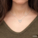 1/4 Ctw Heart Charm Baguette and Round Cut Diamond Pendant in 14K White Gold