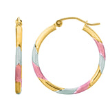 14K Tri-color Gold Polished Hoop Earring