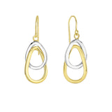 14K Yellow & White Gold Interlocked Ovals Drop Earring