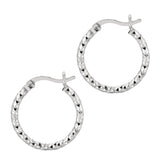 Sterling Silver 2x15MM Diamond Cut Hoop Earring
