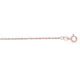 14K Rose Gold 1.1mm Singapore 18 Chain with Spring Ring Clasp