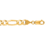 14K Yellow Gold 7mm Figaro 8.5 Chain Bracelet with Lobster Lock