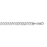 14K White Gold 5.7mm Comfort Curb 8.5 Chain Bracelet with Lobster Lock