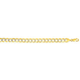 14K Yellow Gold 9.7mm White Pave Curb 8.5 Chain Bracelet with Lobster Lock