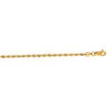 14K Yellow Gold 2.5mm Rope 18 Chain with Lobster Lock
