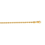14K Yellow Gold 3mm Rope 20 Chain with Lobster Lock