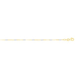 14K Gold 1.4mm Two-tone Polished Bar Station Saturn 16 Chain with Lobster Lock