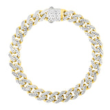 14K Yellow Gold 9.5mm White Pave Lite Miami Cuban 8.25 Chain Bracelet