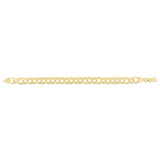 14K Yellow Gold 8mm Large Double Link 7 Charm Bracelet with Lobster Lock