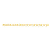 14K Yellow Gold 10mm Large Double Link Charm 8 Bracelet with Lobster Lock