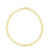 14K Yellow Gold 3mm Heart 7 Chain Bracelet with Lobster Lock