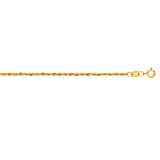 10K Yellow Gold 1.5mm Diamond Cut Lite Rope 18 Chain with Lobster Lock