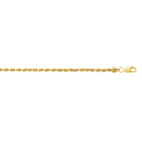 10K Yellow Gold 2.0mm Diamond Cut Lite Rope 22 Chain with Lobster Lock