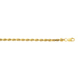 10K Yellow Gold 3.2mm Diamond Cut Lite Rope 24 Chain with Lobster Lock