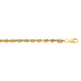 10K Yellow Gold 4.0mm Diamond Cut Lite Rope 22 Chain with Lobster Lock