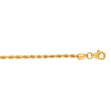 10K Yellow Gold 2mm Solid Diamond Cut Royal Rope 18 Chain with Lobster Lock