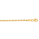 10K Yellow Gold 2.5mm Solid Diamond Cut Royal Rope 16 Chain with Lobster Lock