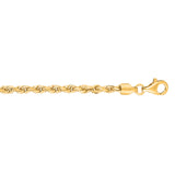 10K Yellow Gold 3.0mm Solid Diamond Cut Royal Rope 20 Chain with Lobster Lock
